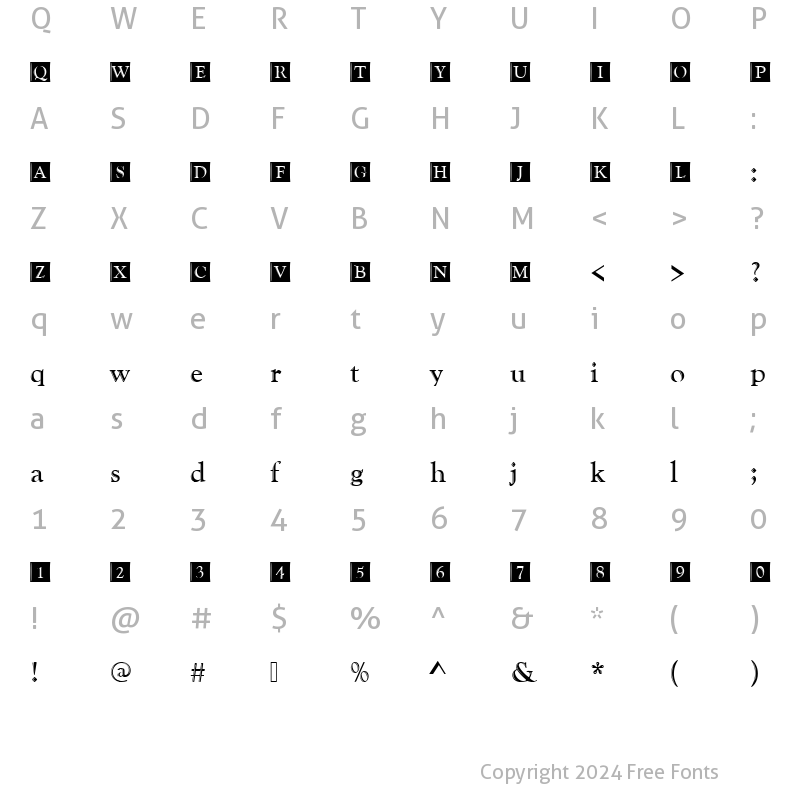 Character Map of Goudy Becker Handtooled Ini Regular