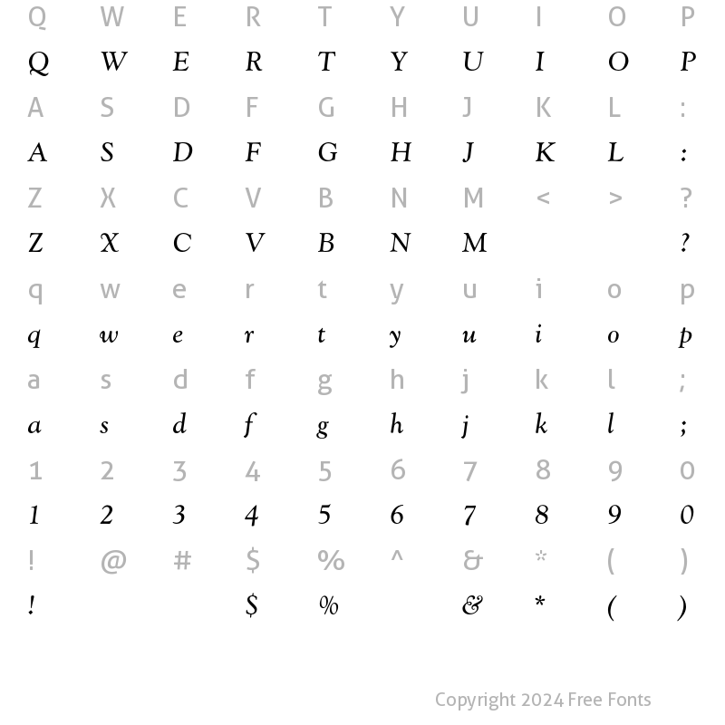 Character Map of Goudy Catalogue BQ Regular