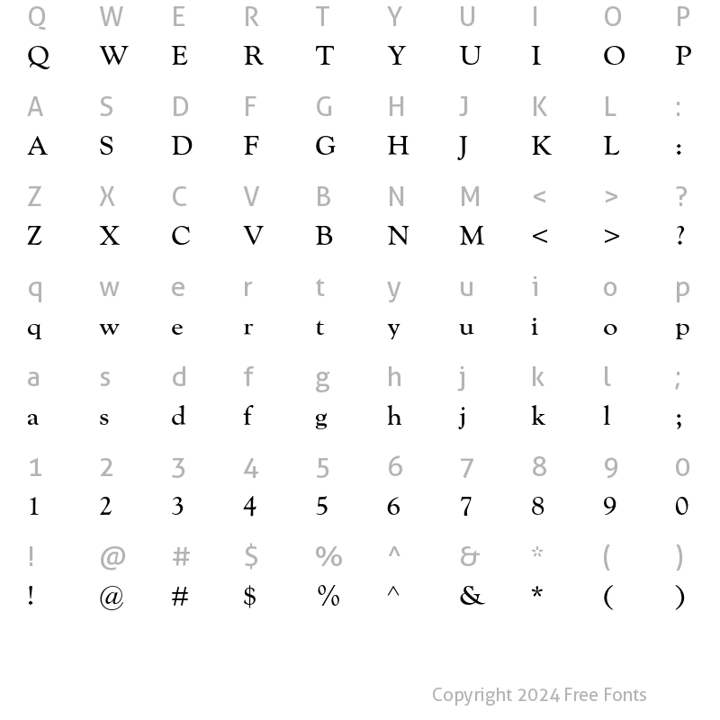 Character Map of Goudy Catalogue MT Std Regular