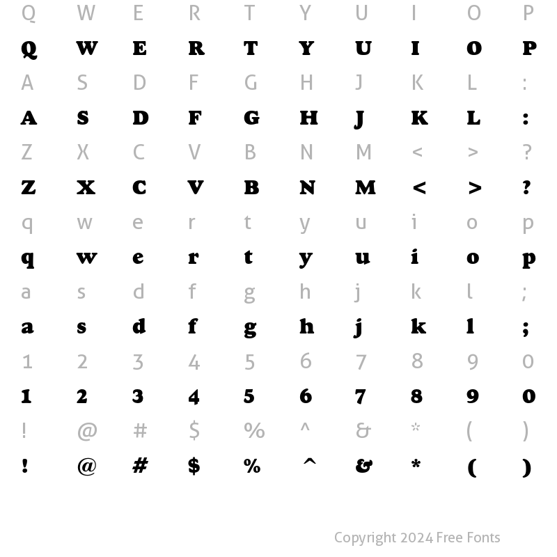 Character Map of Goudy Heavyface Regular