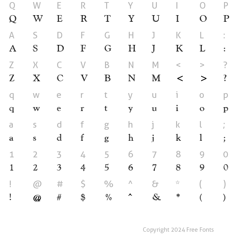 Character Map of Goudy Hilights SSi Regular