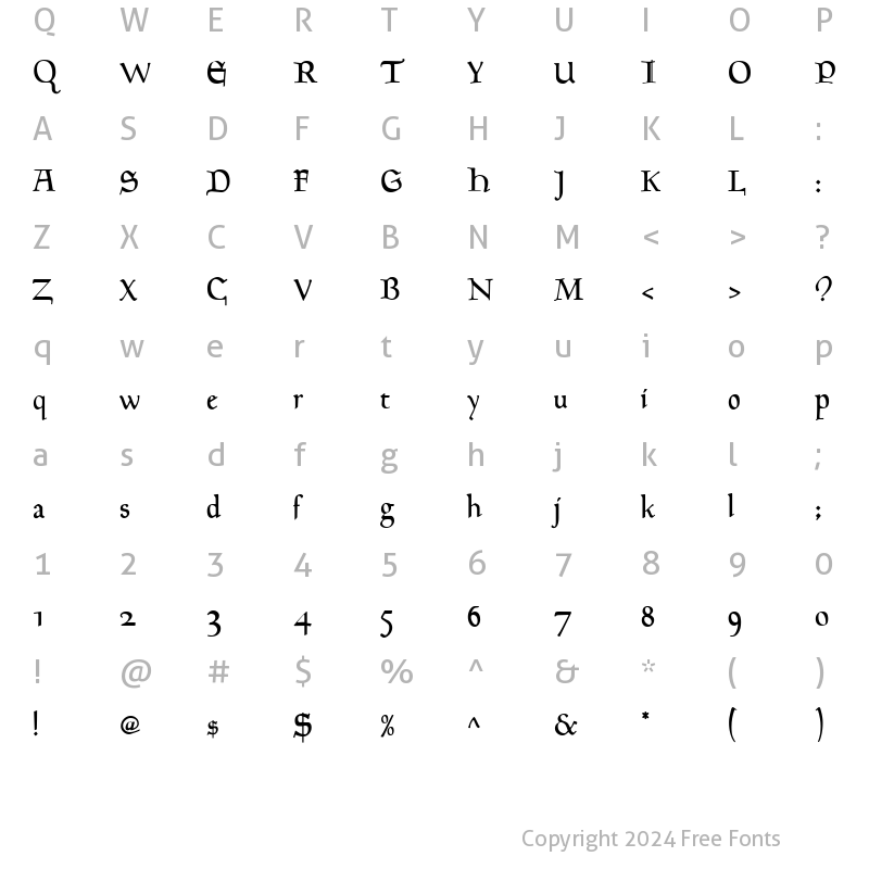 Character Map of Goudy Mediaeval Regular