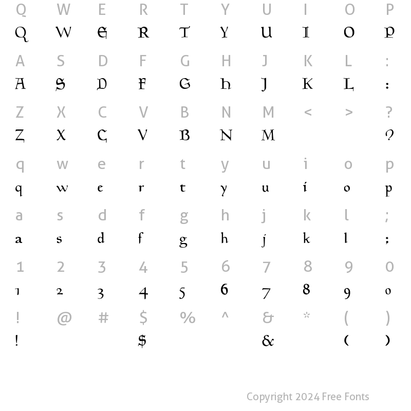 Character Map of Goudy-Medieval Regular