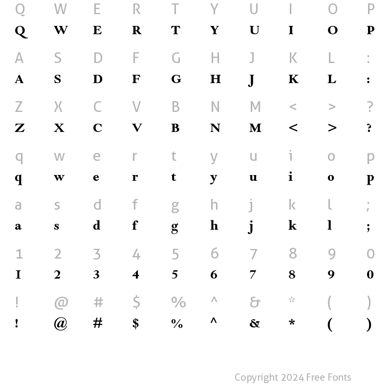 Character Map of Goudy Modern MT Std Bold