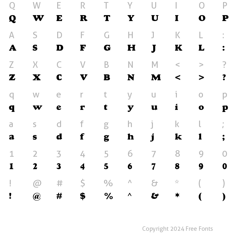 Character Map of Goudy MT Std Extra Bold