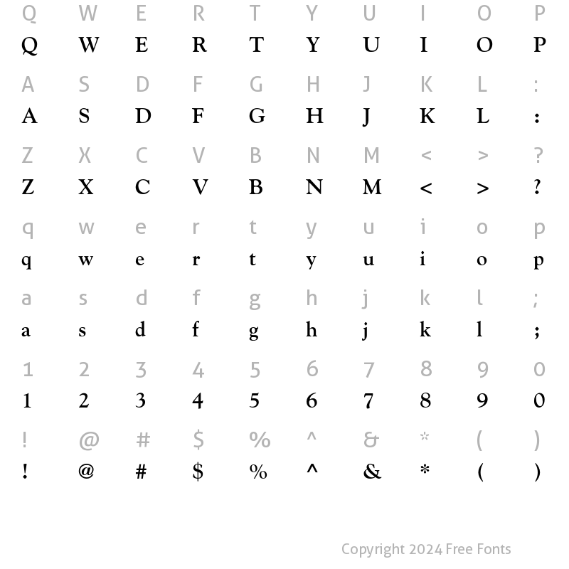 Character Map of Goudy Oldstyle Std Bold