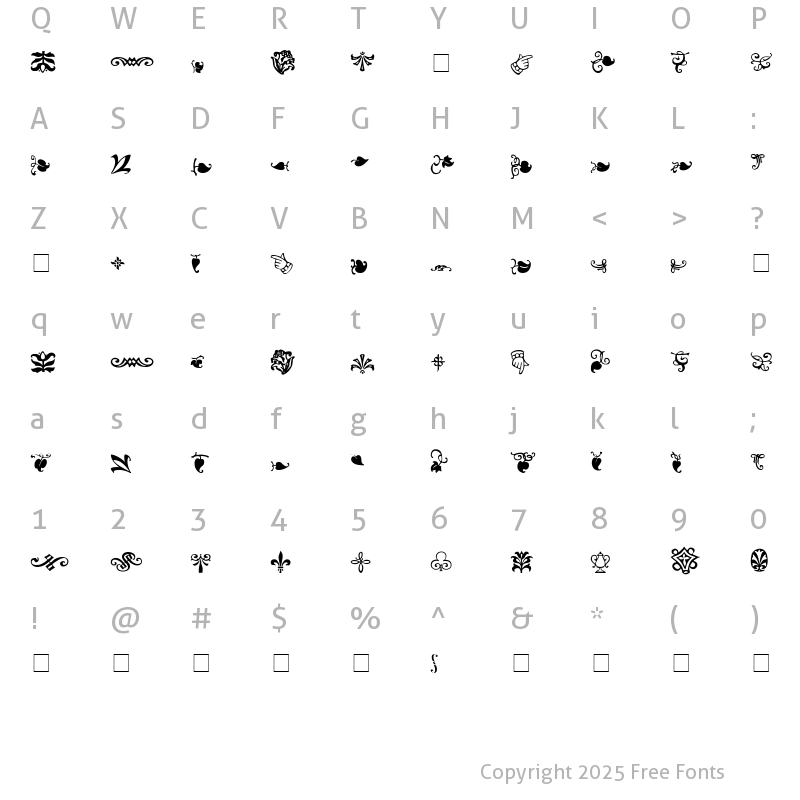 Character Map of Goudy-Sorts Medium