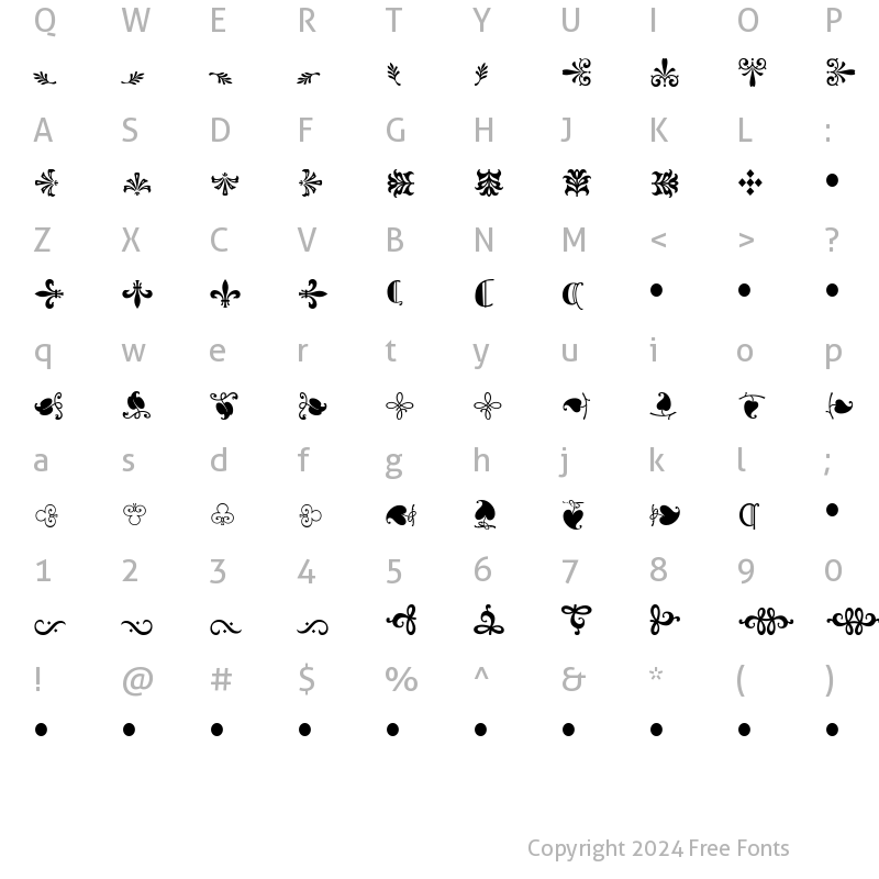 Character Map of Goudy Sorts MT Regular