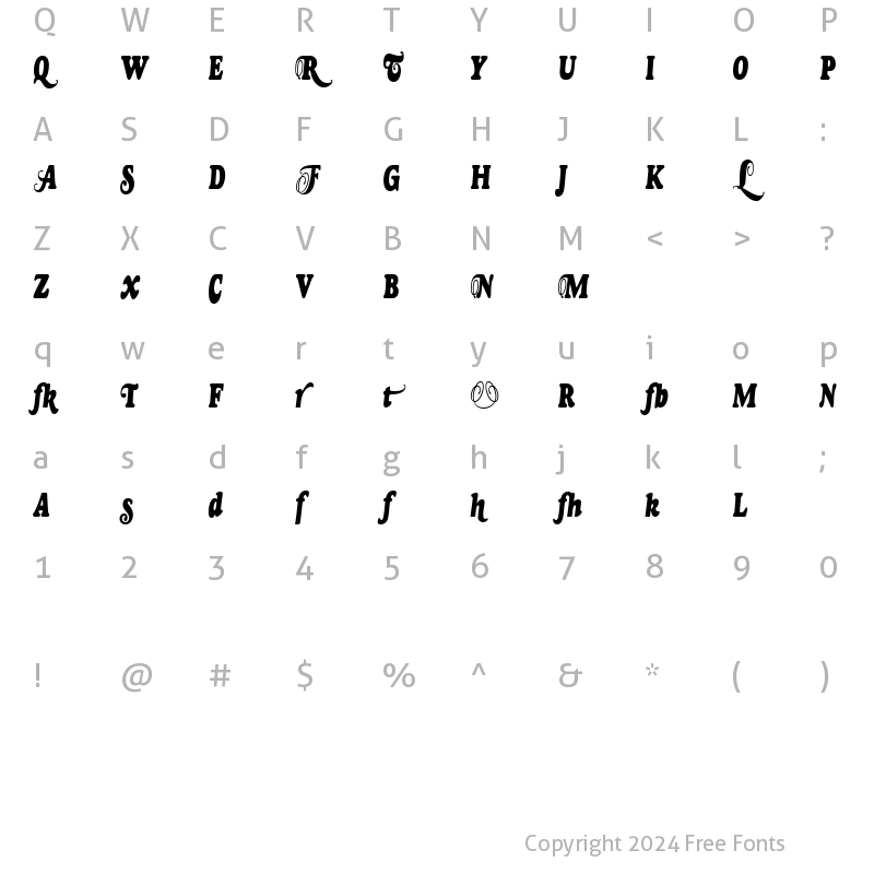 Character Map of Goudy Two Shoes Alt Regular