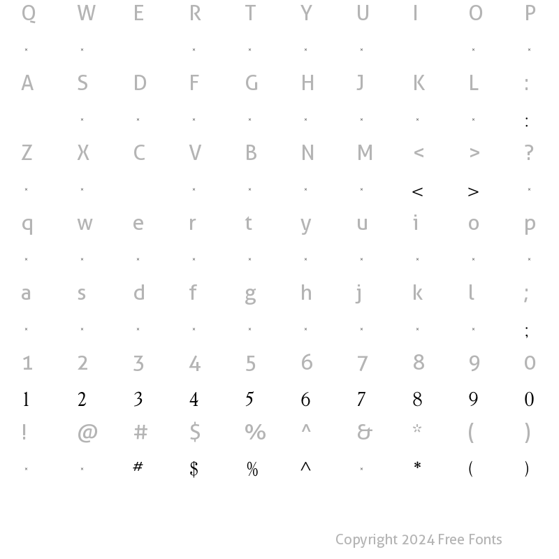 Character Map of GoudY38LightTab Regular