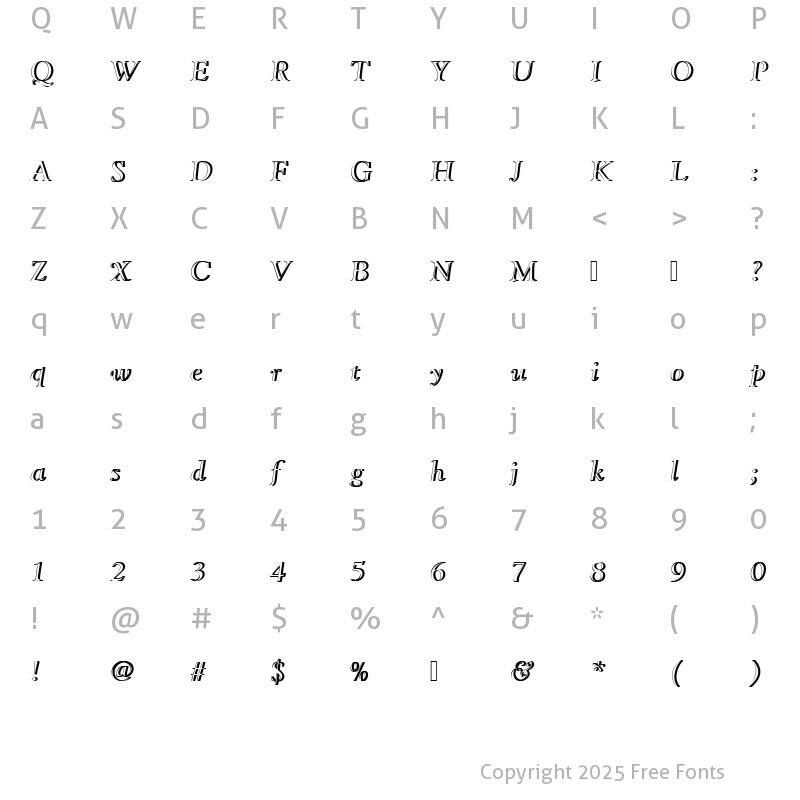 Character Map of GoudyCatTRegItaRe1 Regular