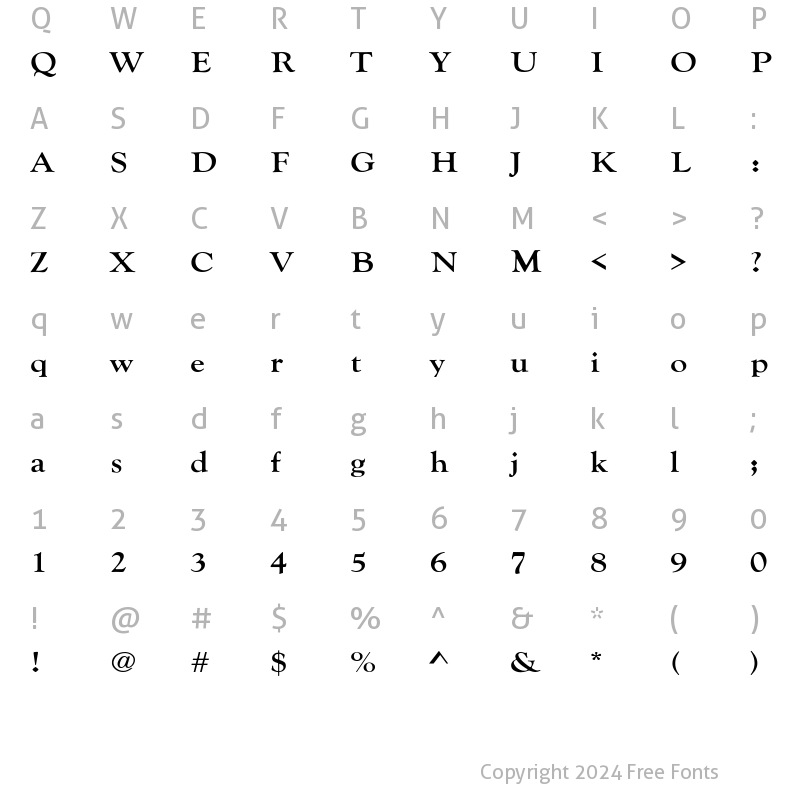 Character Map of GoudyExt-Bold Regular