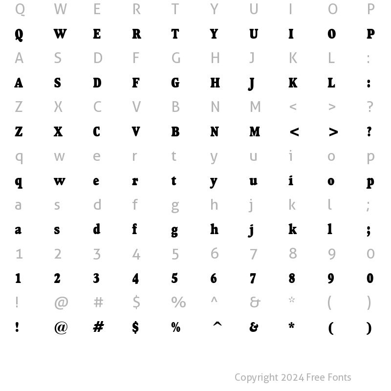 Character Map of GoudyHvyface Cn BT Regular