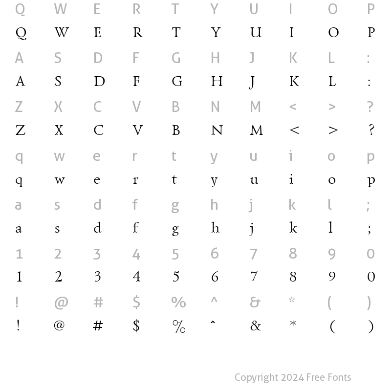 Character Map of GoudyOld Regular