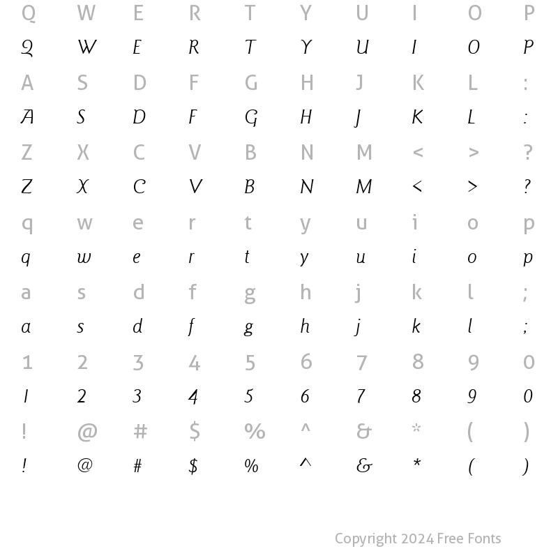 Character Map of GoudySans Italic