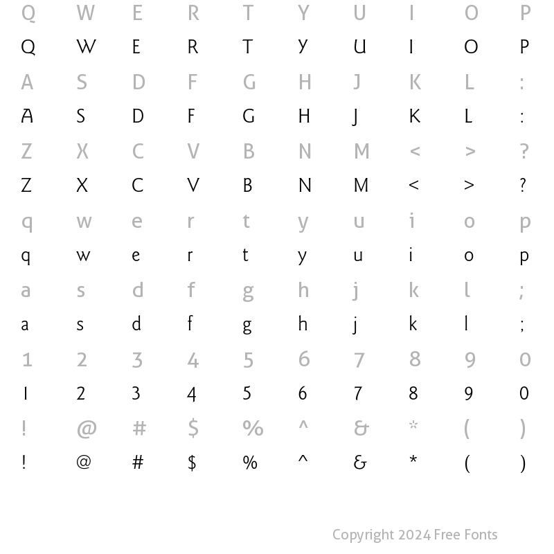 Character Map of GoudySansEF Book Regular