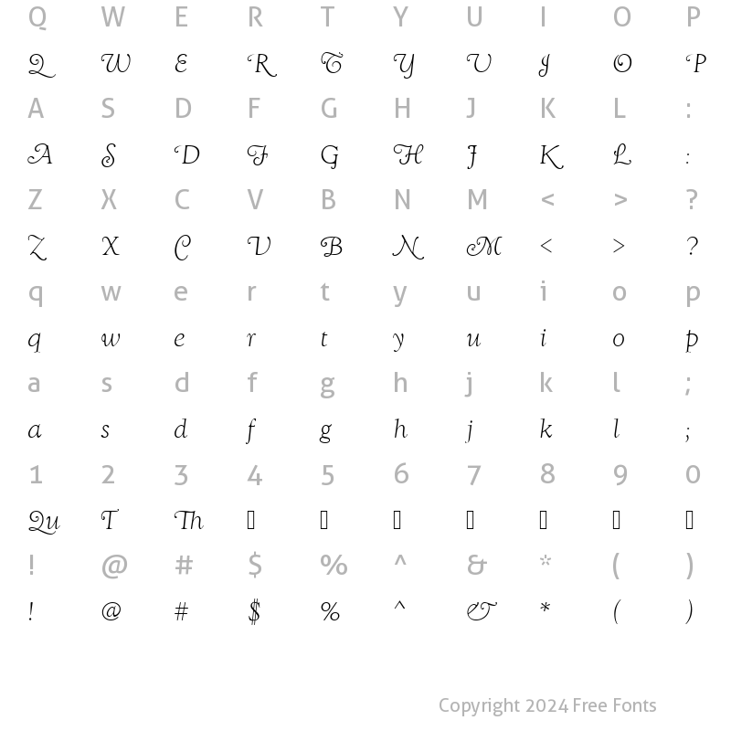 Character Map of GoudySwaTLig Italic