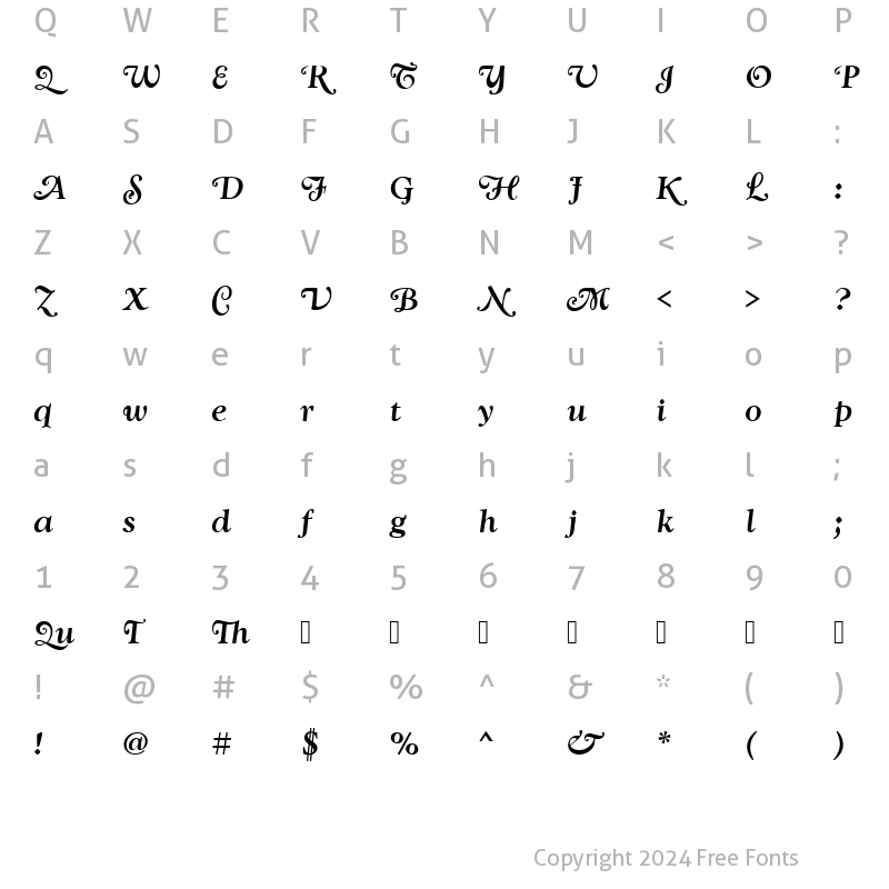 Character Map of GoudySwaTMed Italic