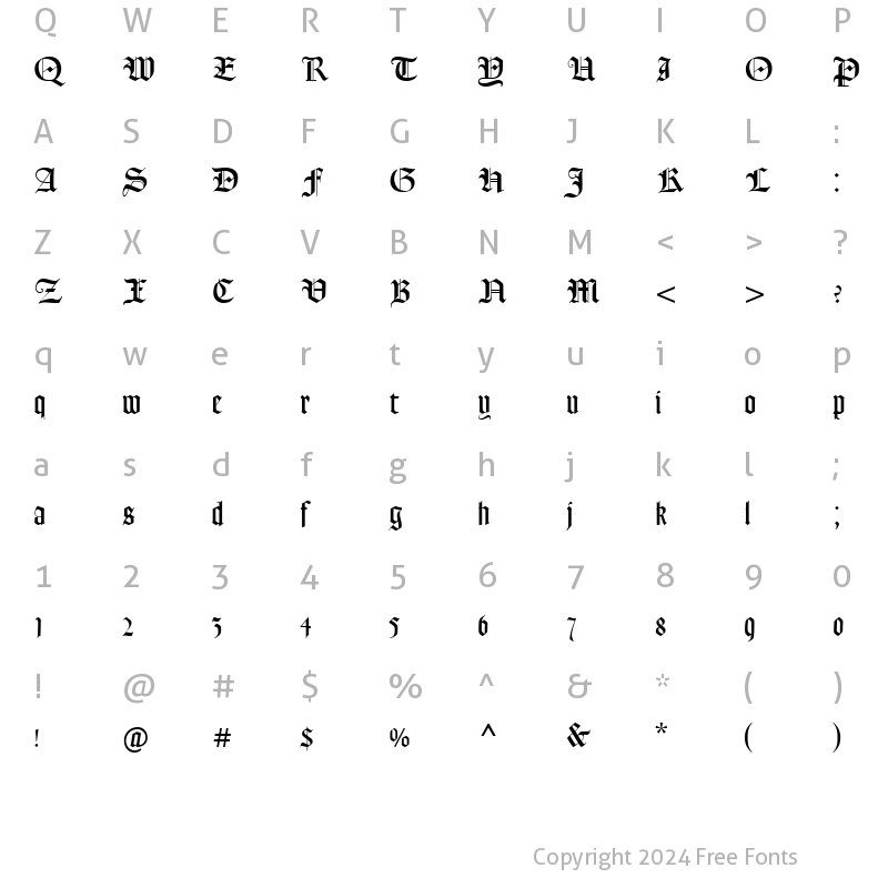 Character Map of GoudyTextMT Roman