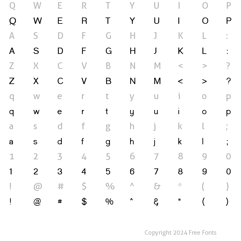 Character Map of Goulong Regular