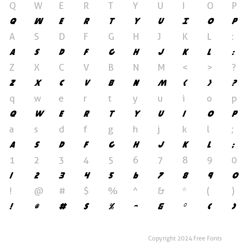 Character Map of Governor Italic Italic