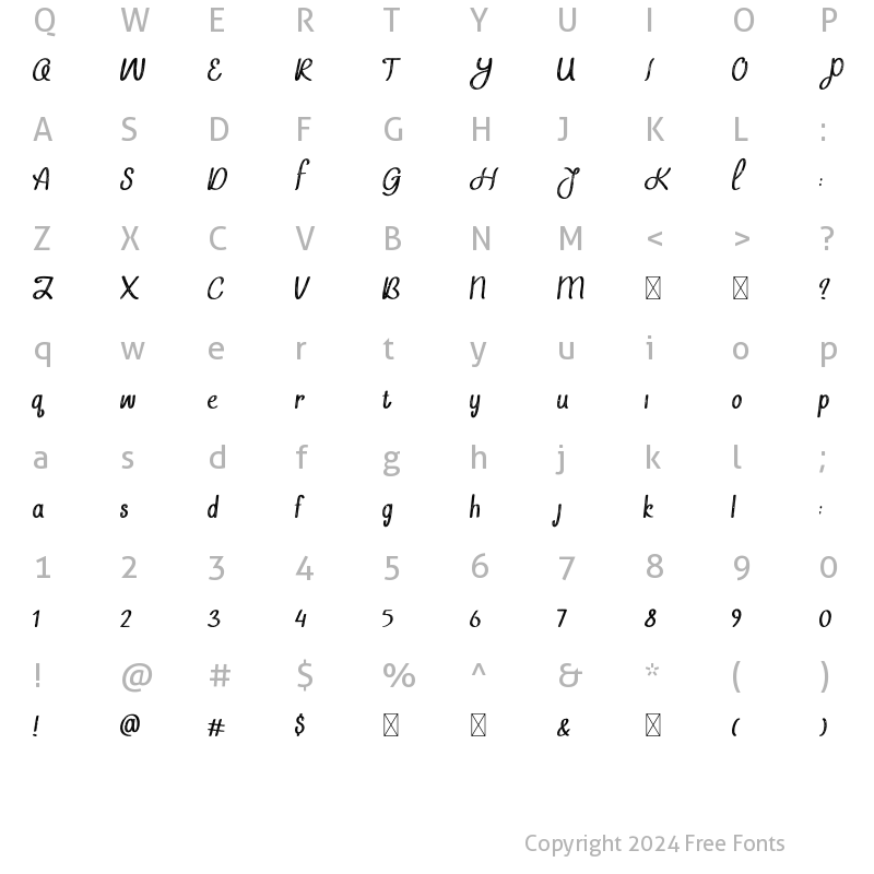 Character Map of Goyoh Vintage