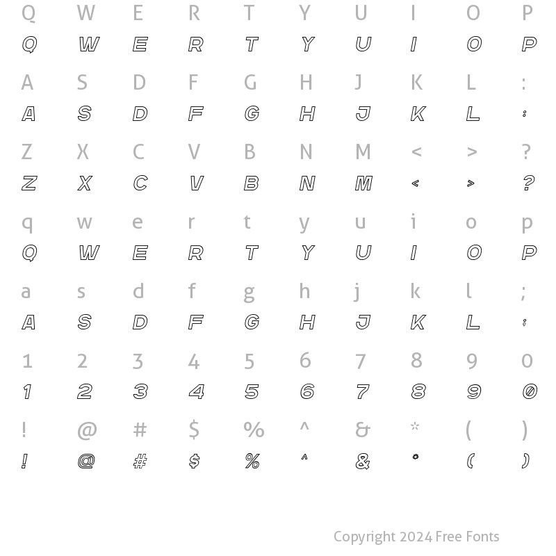 Character Map of GR Read Two Italic