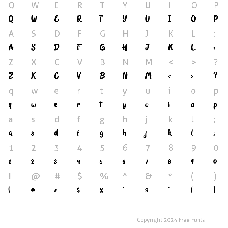 Character Map of Grace & Hope Bold