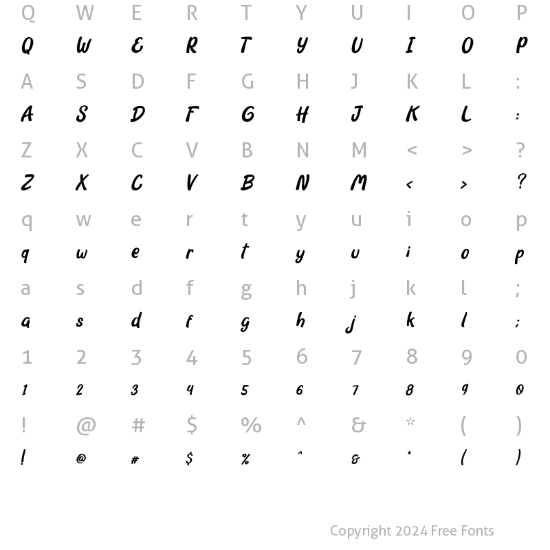 Character Map of Grace & Hope Italic