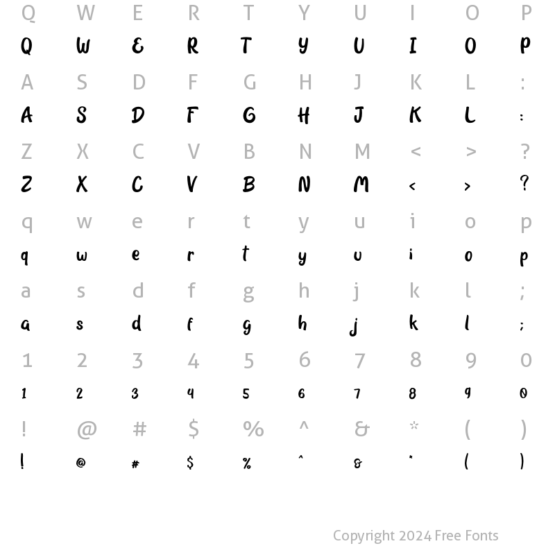 Character Map of Grace & Hope Regular