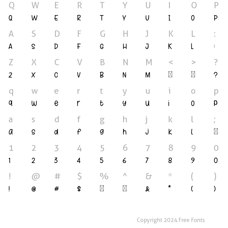 Character Map of Grace Sherina Regular