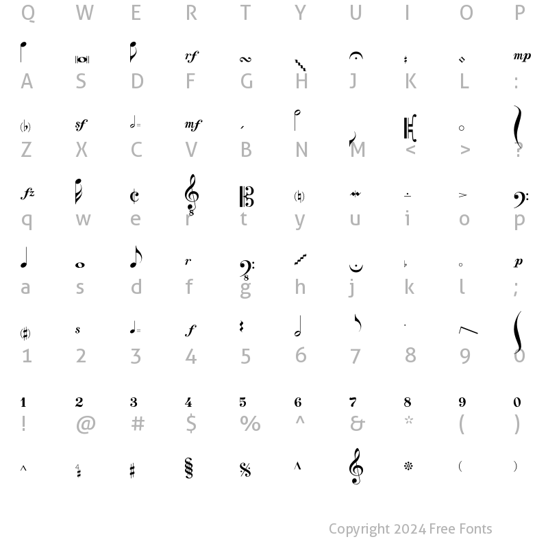 Character Map of GraceNotes Regular