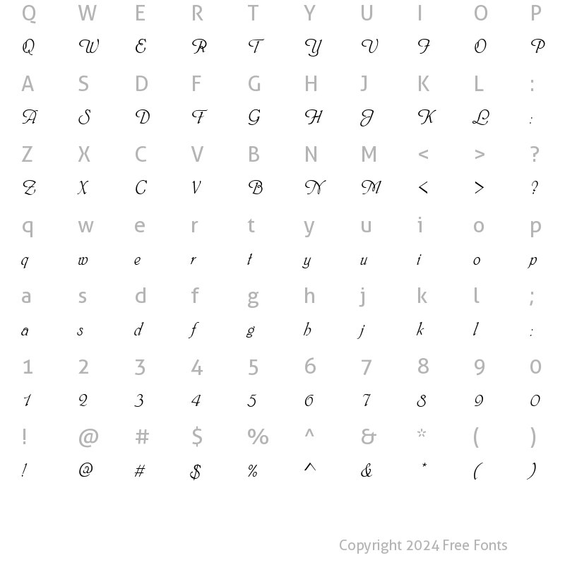 Character Map of Graffiato Regular