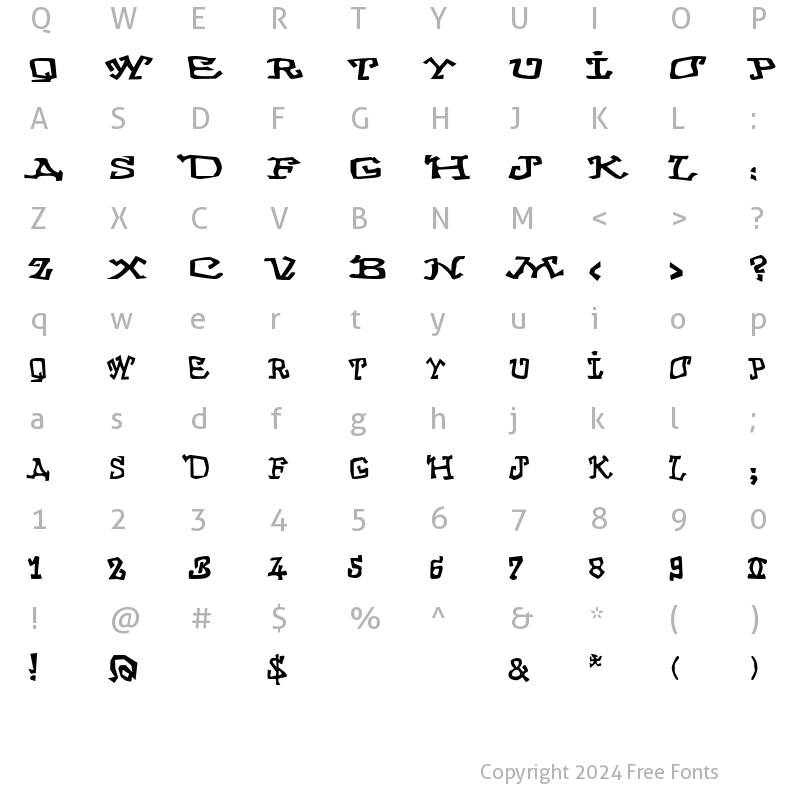 Character Map of GraffitiThree Regular