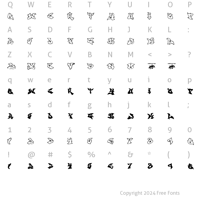 Character Map of graffonti atomic.bomb