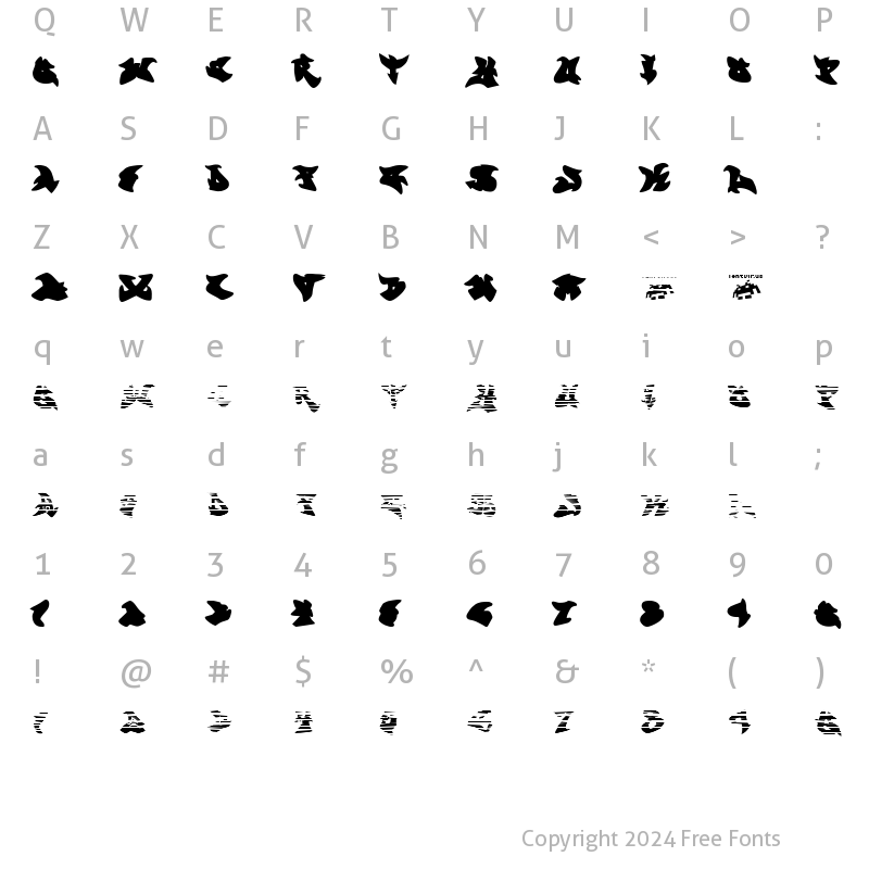 Character Map of graffonti.gradient.fill gradiant.fill