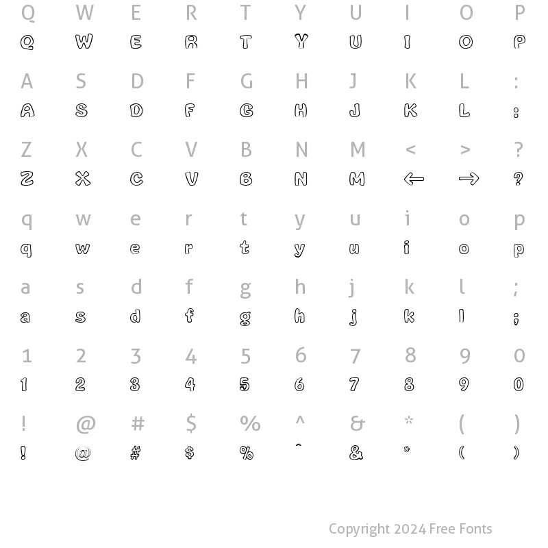 Character Map of GrafitoOutline Regular