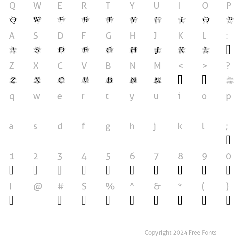 Character Map of GrafOblique Italic