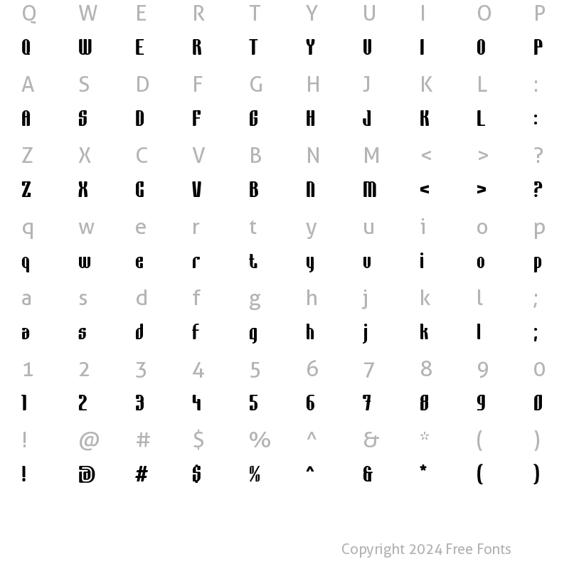 Character Map of Grage Black