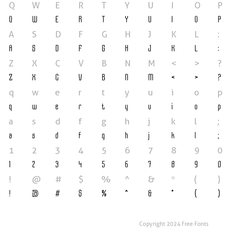 Character Map of Grage Light