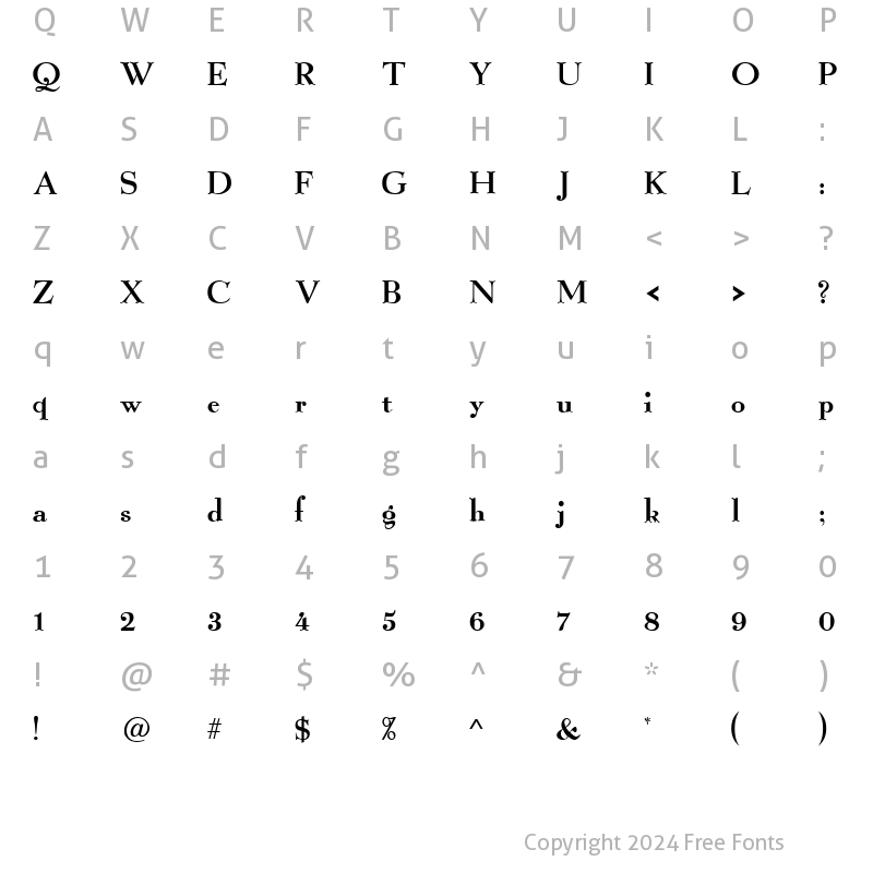 Character Map of Grail Light Regular