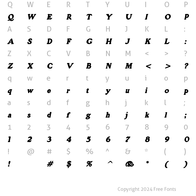 Character Map of Grain HeavyOblique