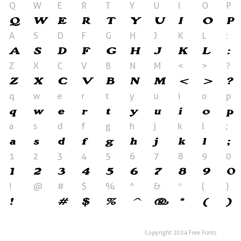 Character Map of GrainExtended Oblique