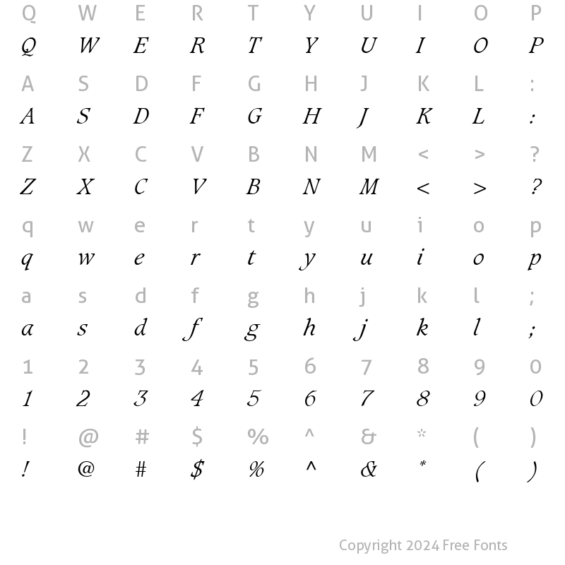 Character Map of Grammateus Light SSi Light Italic