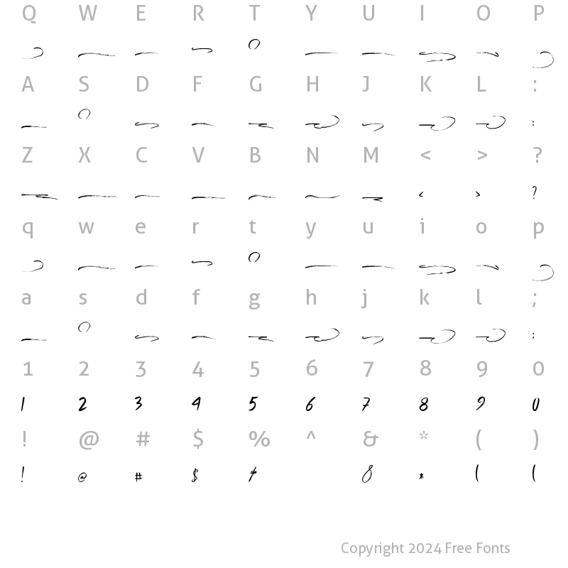 Character Map of Granady swash line Regular