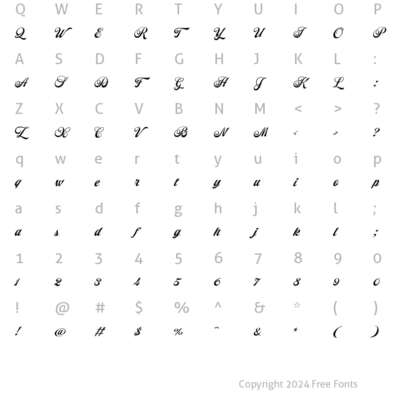 Character Map of Grand Atlantic Brush Regular