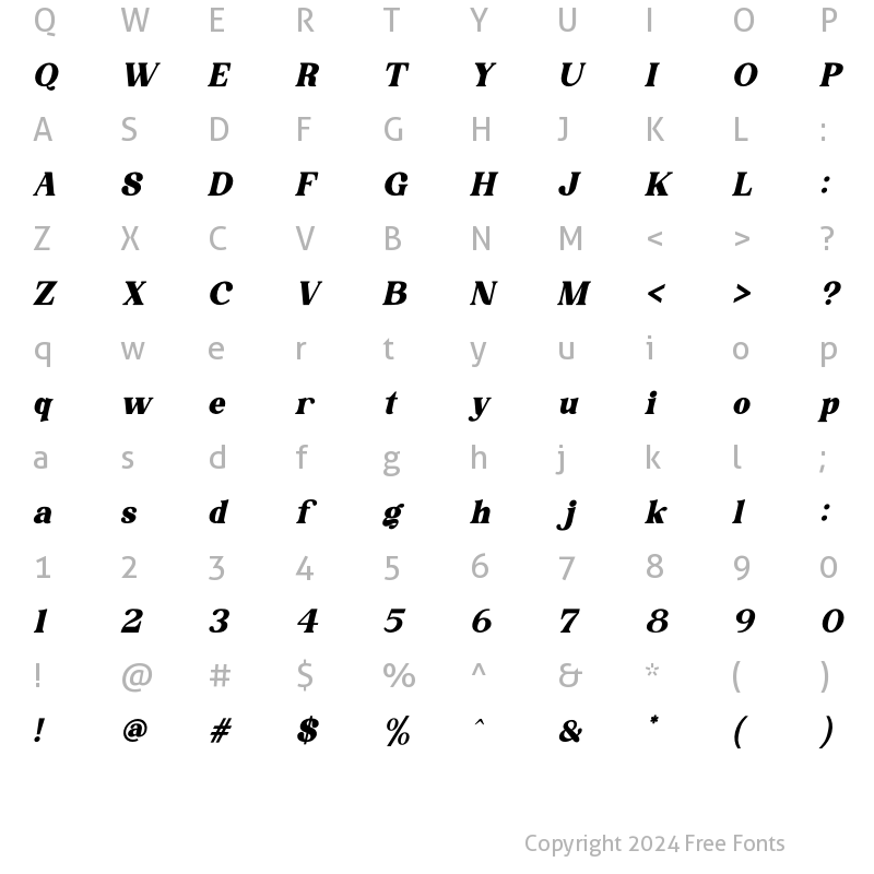 Character Map of Grand Royal Italic