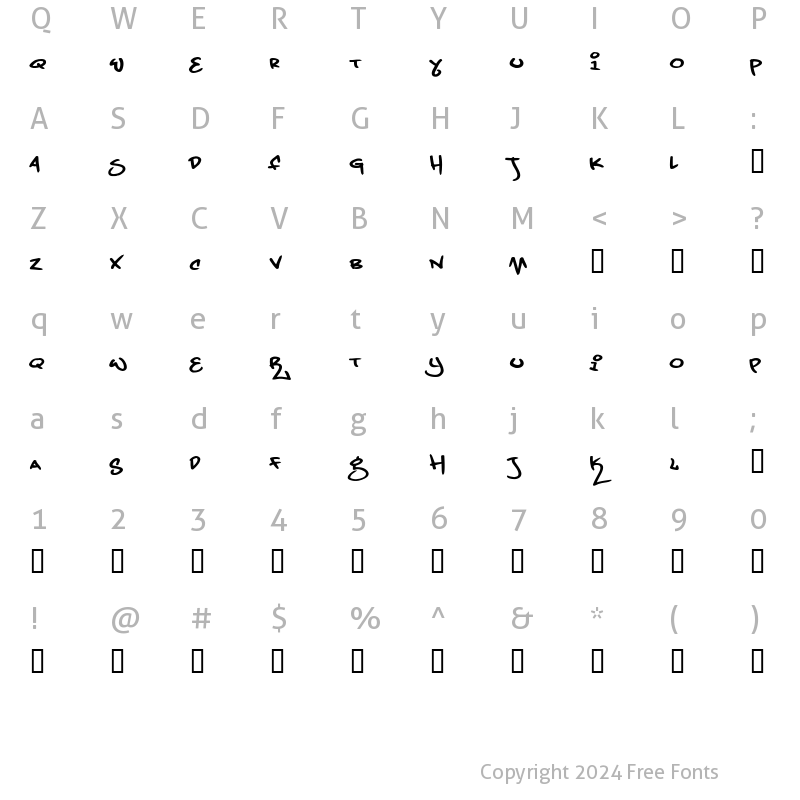 Character Map of Grand Stylus Regular