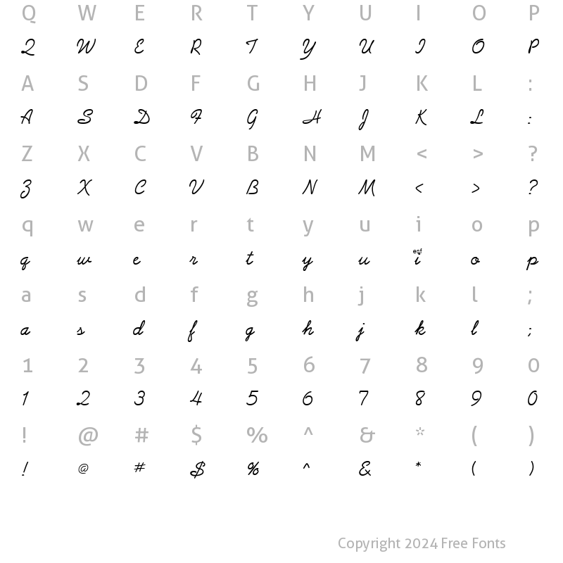 Character Map of Grandam Regular