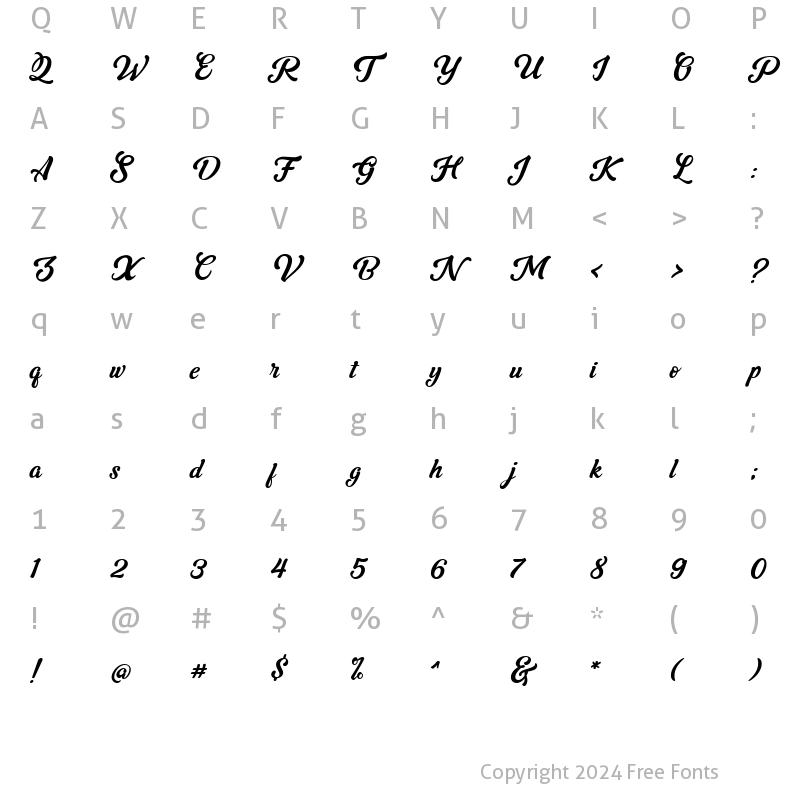 Character Map of Grandyose Regular